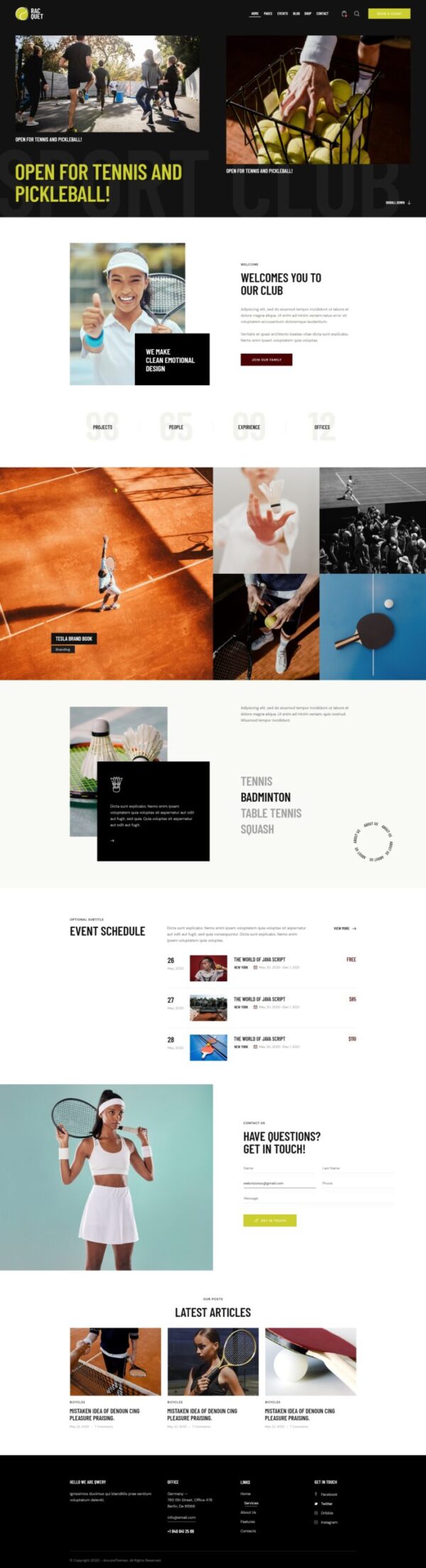 Racquet - Tennis, Badminton & Squash WordPress Theme