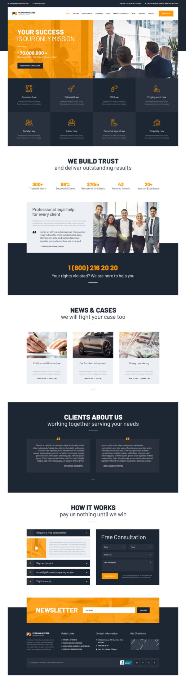 Pearson Specter | Lawyer & Attorney WordPress Theme