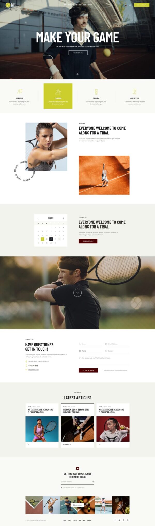 Racquet - Tennis, Badminton & Squash WordPress Theme