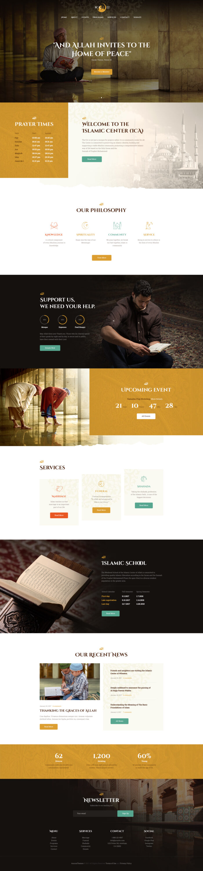 Shaha Islamic Centre & Mosque WordPress Theme + RTL + Elementor