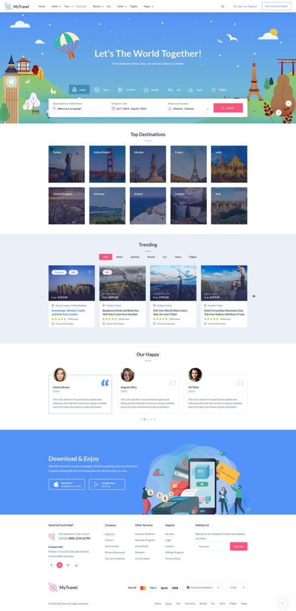 MyTravel - Tours & Hotel Bookings WooCommerce Theme