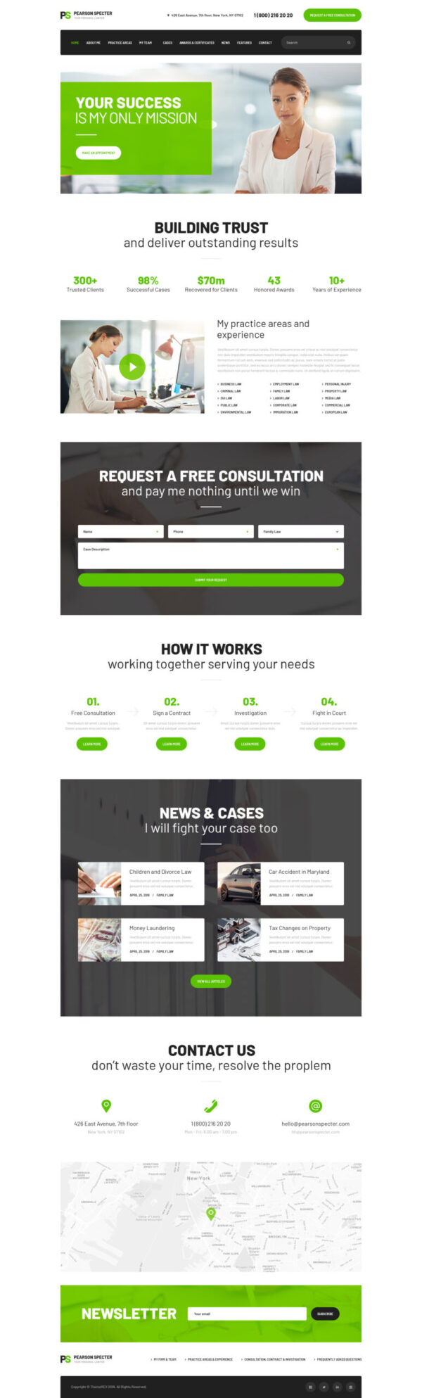 Pearson Specter | Lawyer & Attorney WordPress Theme