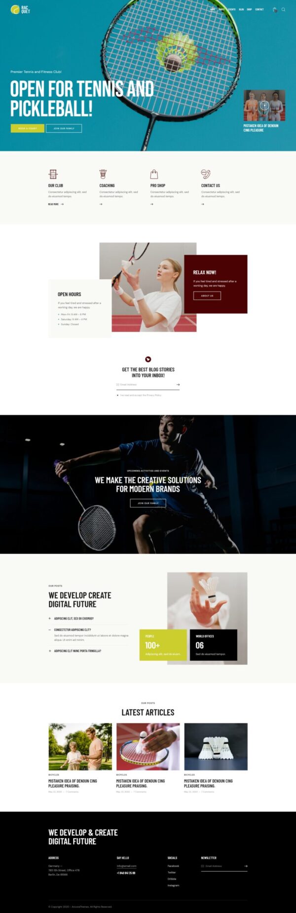 Racquet - Tennis, Badminton & Squash WordPress Theme