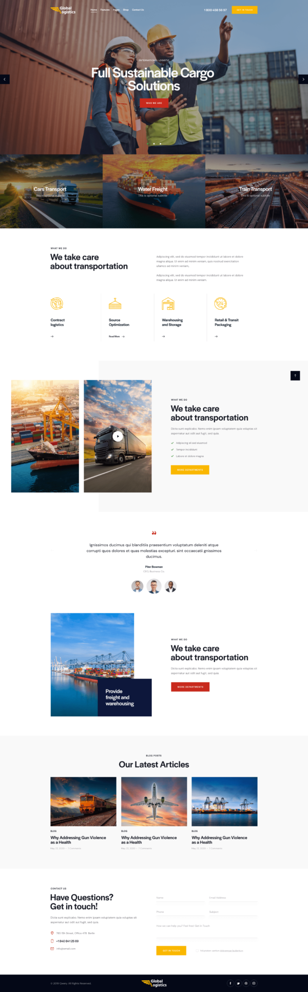 Global Logistics Transportation & Warehousing WordPress Theme