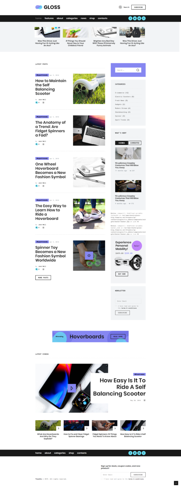 Gloss | Viral News Magazine WordPress Blog Theme + Shop