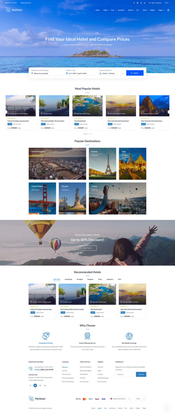 MyTravel - Tours & Hotel Bookings WooCommerce Theme