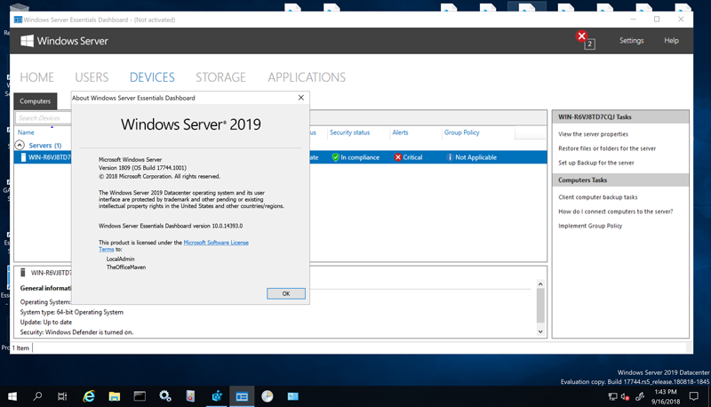 Windows Server 2019 Essentials Key - 1 PC 