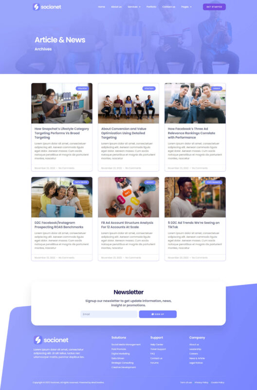 Socionet - Social Media Marketing Agency Elementor Template Kit