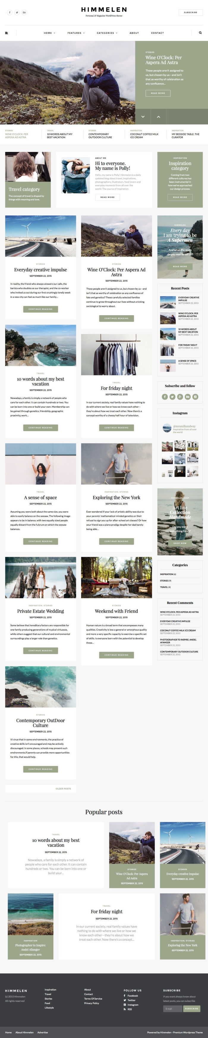 Himmelen - Personal Minimal WordPress Blog Theme