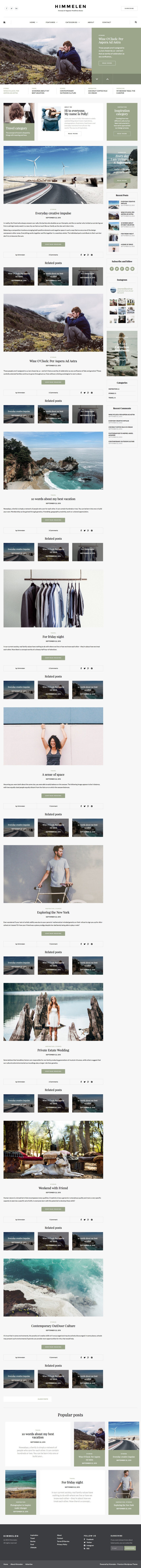 Himmelen - Personal Minimal WordPress Blog Theme