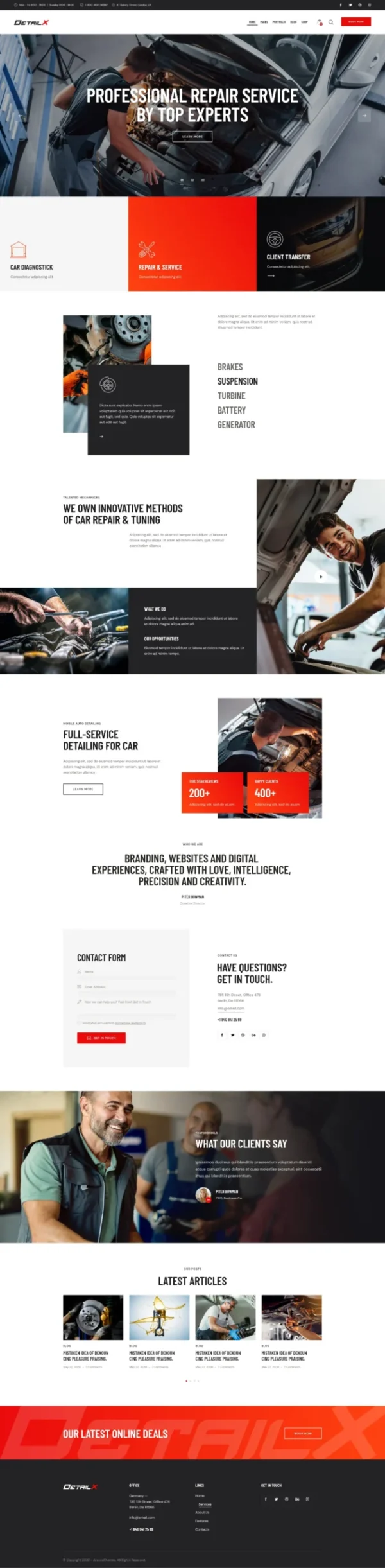 DetailX - Car Detailing, Shop & Repair WordPress Theme