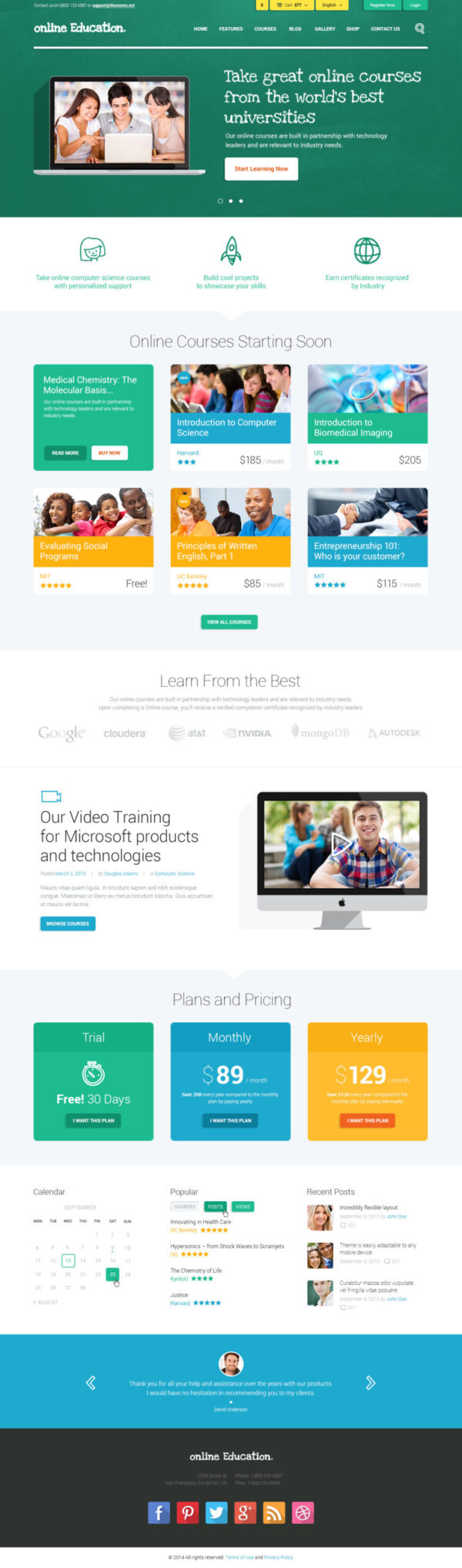 Education Center | LMS Online University & School Courses Studying WordPress Theme