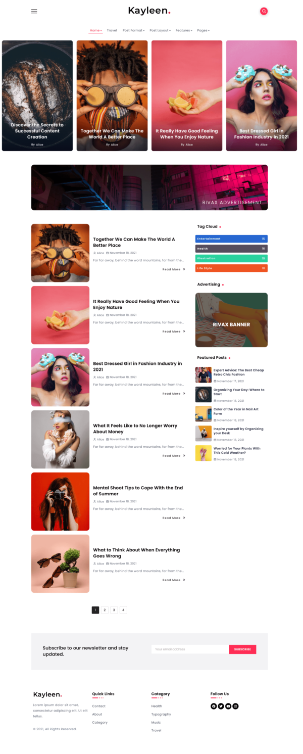 Kayleen | Blog & Magazine WordPress Theme