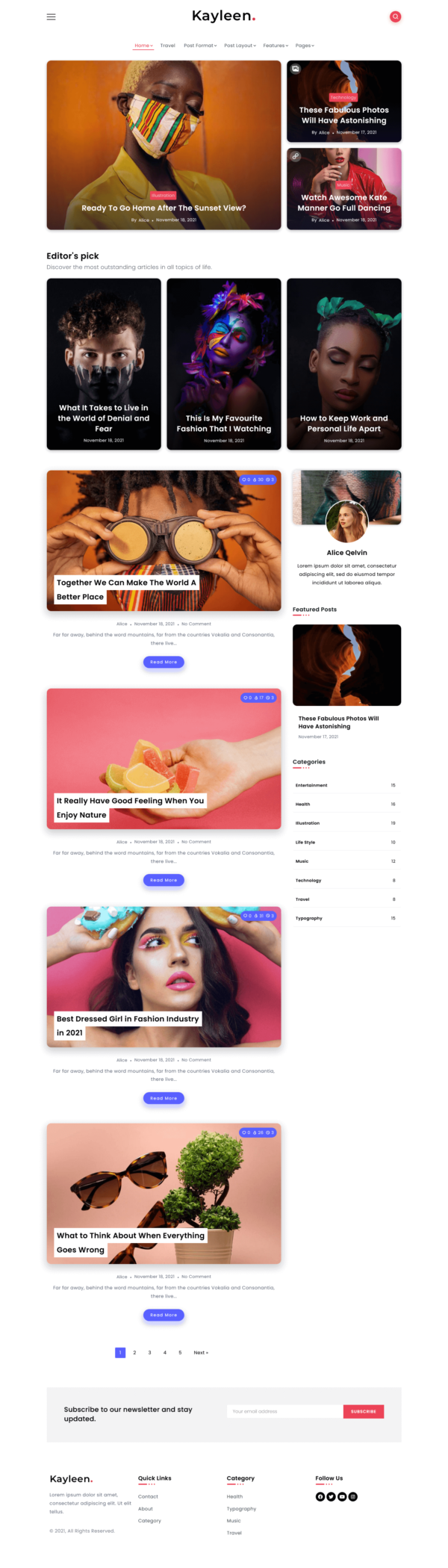 Kayleen | Blog & Magazine WordPress Theme