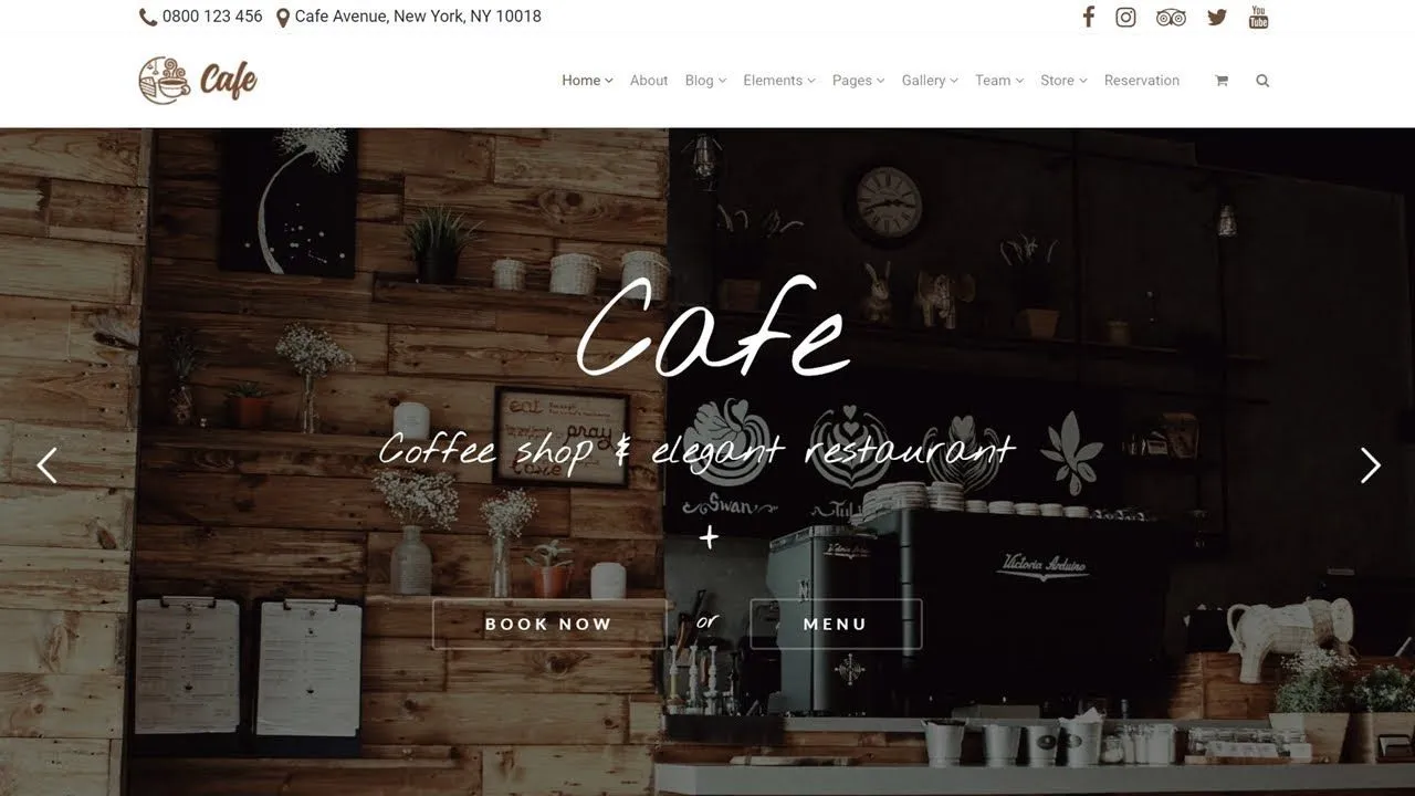 Cafe WordPress Theme Coffee Shop & Bar Template - Visualmodo
