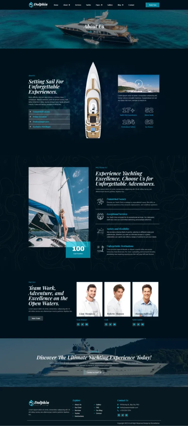 Dolphin - Yacht Club & Boat Rental Elementor Pro Template Kit