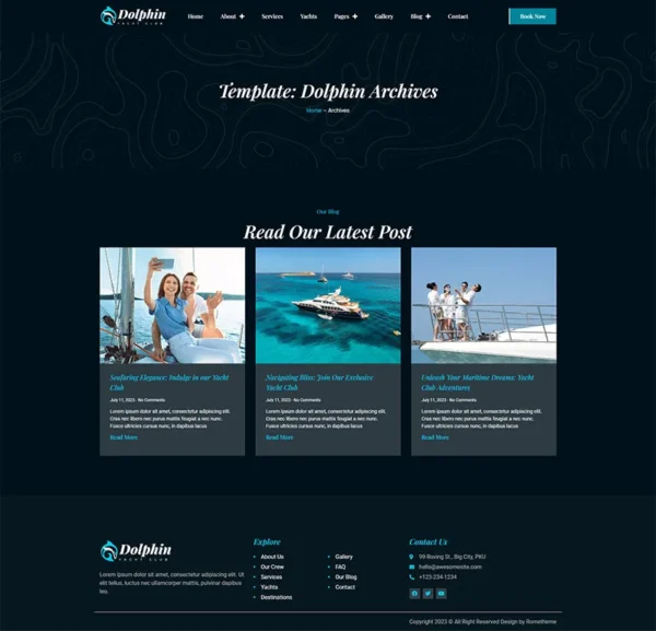 Dolphin - Yacht Club & Boat Rental Elementor Pro Template Kit