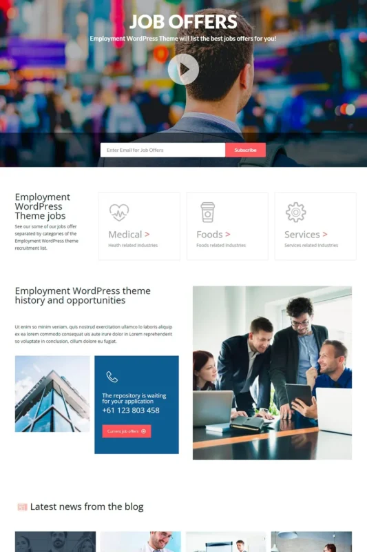Employment WordPress Theme: Job Board & Portal Template by Visualmodo