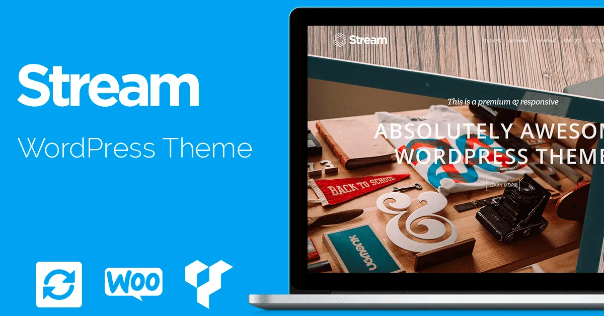 Stream WordPress Theme One Page & Landing-Page Template - Visualmodo