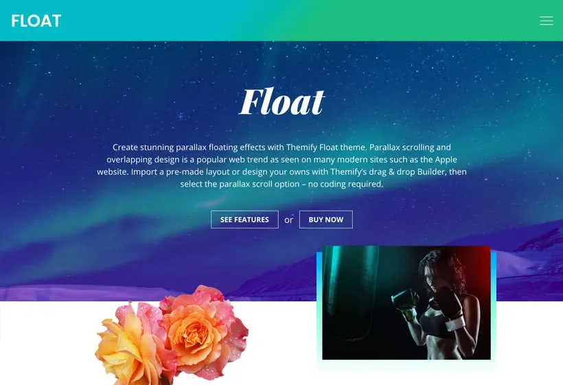 Float: The Parallax Overlapping Designed WordPress Theme by Themify