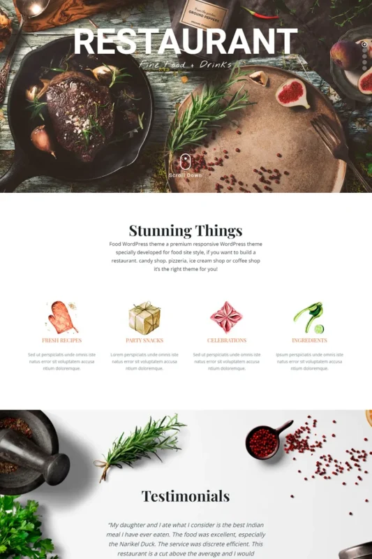 Food WordPress Theme: Bistro Restaurant Template - Visualmodo