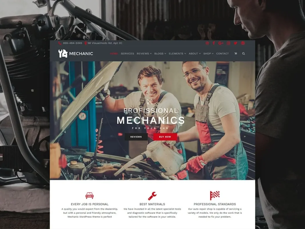 Mechanic WordPress Theme – Auto Workshop & Car Repair by Visualmodo