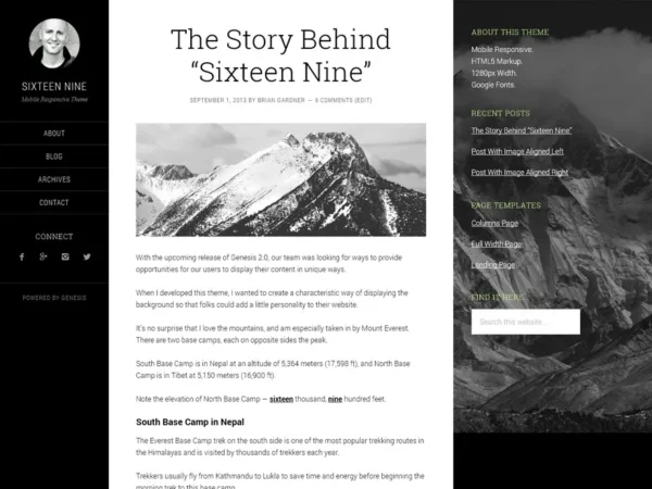 Sixteen Nine Pro Theme WordPress Template