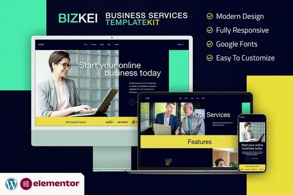 Bizkei | Business & Services Elementor Template Kit