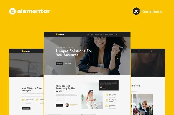 Contenta - Content Writing Services Elementor Pro Full Site Template Kit