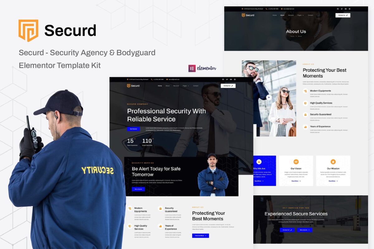 Securd - Security Agency & Bodyguard Elementor Template Kit
