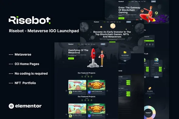 Risebot - Metaverse IGO Launchpad Elementor Template Kit