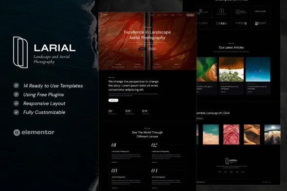 Larial - Landscape & Aerial Photography Elementor Template Kit