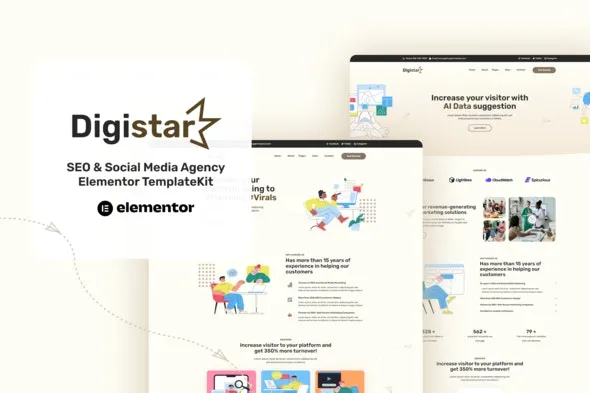 Digistar - SEO & Social Media Agency Elementor Templat Kit