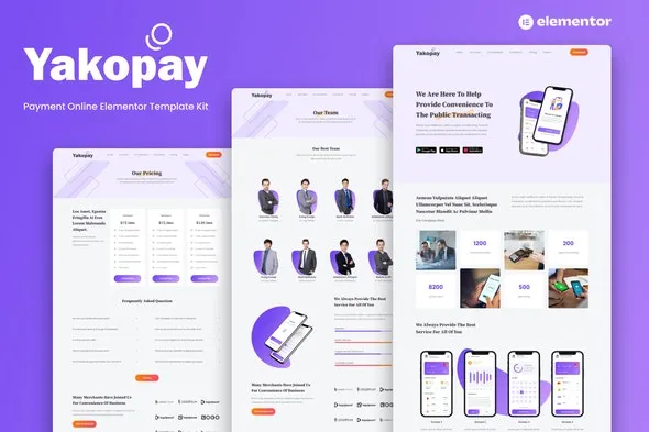 Yakopay - Online Payment App Elementor Template Kit