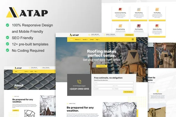 Atap - Roofing Service & Construction Elementor Template Kit