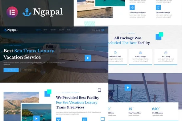 Ngapal - Sea Luxury Yatch Vacation Services Elementor Template Kit