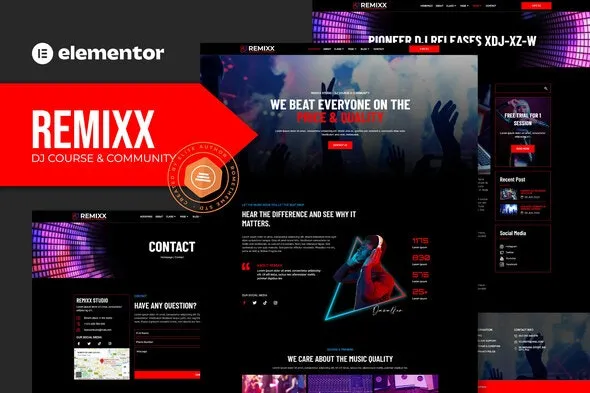 Remixx - Dj Course & Community Elementor Template Kit