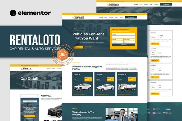 Rentaloto - Car Rental & Auto Services Elementor Template Kit