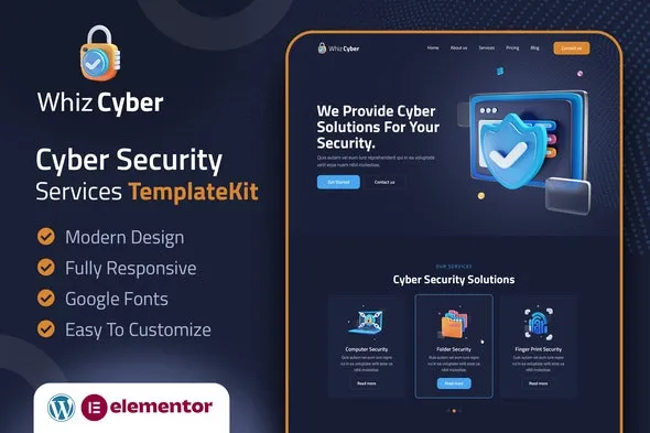 WhizCyber - Cyber Security Elementor Template Kit