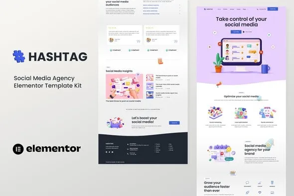 Hashtag - Social Media Agency Elementor Template Kit