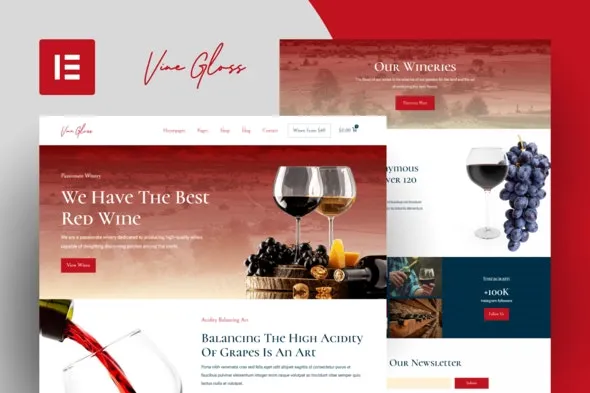 Vine Gloss - Wine Shop & Vineyard Elementor Template Kit
