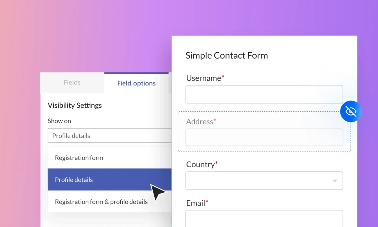 User Registration Field Visibility Add-on