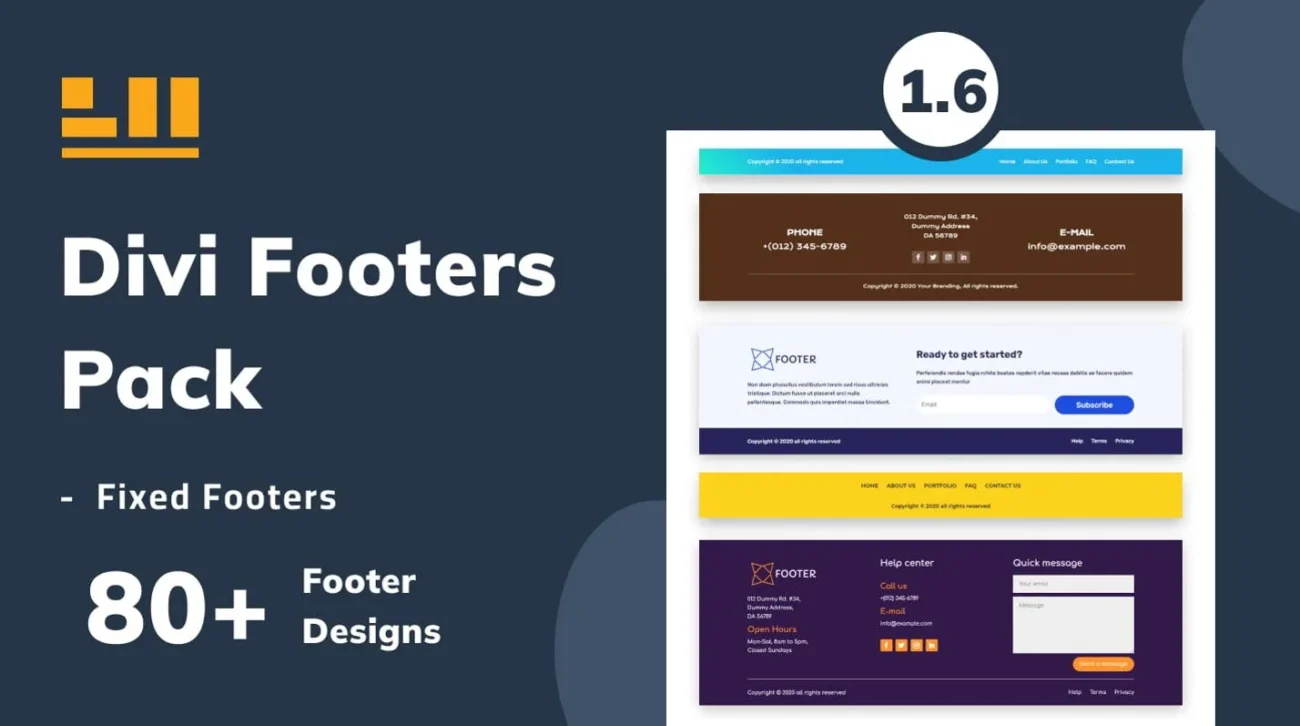 Divi Footers Pack | Divi Layouts