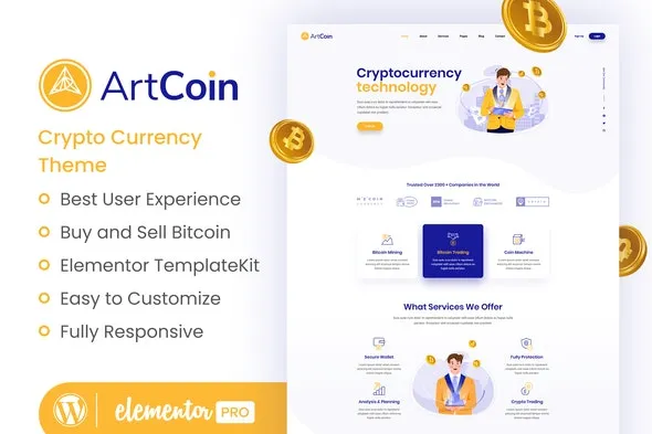 ArtCoin | Bitcoin & Cryptocurrency Elementor Template Kit