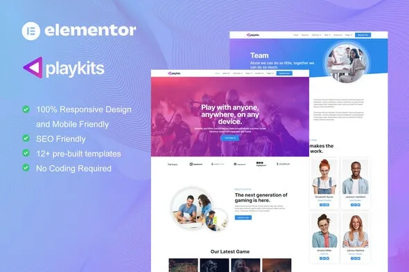 Playkits - Video Game Publisher & Shop Elementor Template Kit