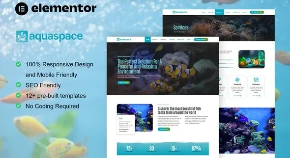 Aquaspace - Fish Aquarium & Aquascape Service Elementor Template Kit