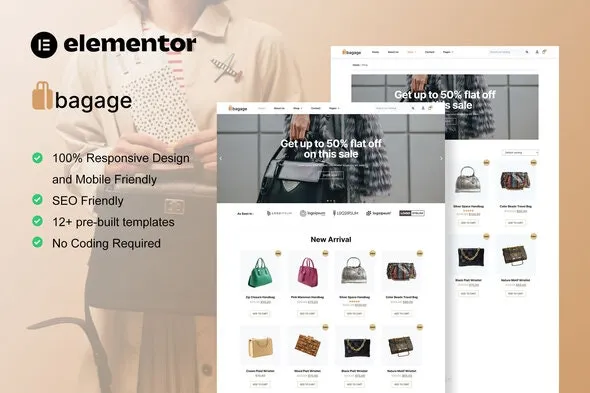 Bagage - Woocommerce Bag Store Elementor Pro Template Kit