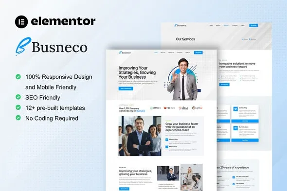 Busneco - Business Coach & Consulting Elementor Template Kit