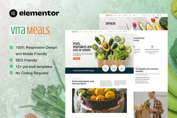 Vitameals - Fruits & Vegetables Store Elementor Template Kit
