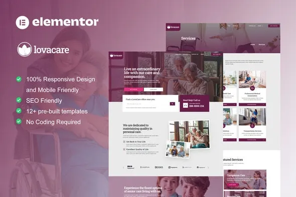 LovaCare - Senior Care Services Elementor Template Kit